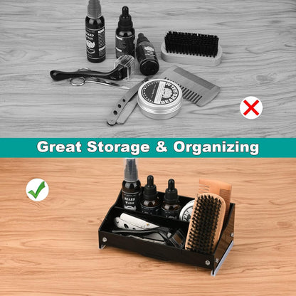 Beard Growth Kit Organizer Case, Acrylic Stand Holder for Men Grooming Kit, Beard Set Storage Holder, Anniversary & Birthday Gifts for Him Boyfriend Husband Dad, Black (Holder Only)
