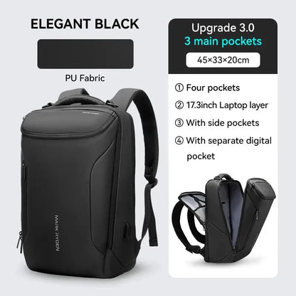 Business Backpack for Men Waterproof and Travel Laptop Backpack with USB Charging, Fits 17 Inch Laptop and Tech Gear