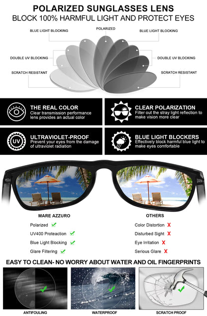 Mens Sunglasses Polarized Brand Designer Luxury Anti-Glare Car Glasses Fashion Square Male Sun Glasses Black Shades Goggle UV400