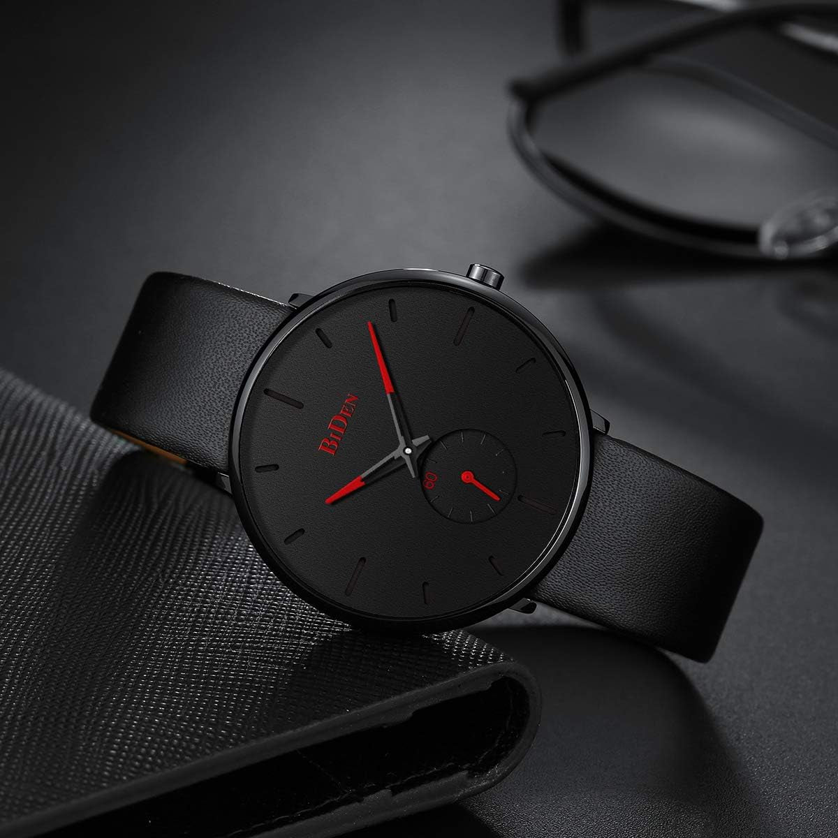 Mens Watches Minimalist Ultra Thin Waterproof Fashion Dressy Wrist Watch for Men Business Casual Luxury Quartz Analog Watch