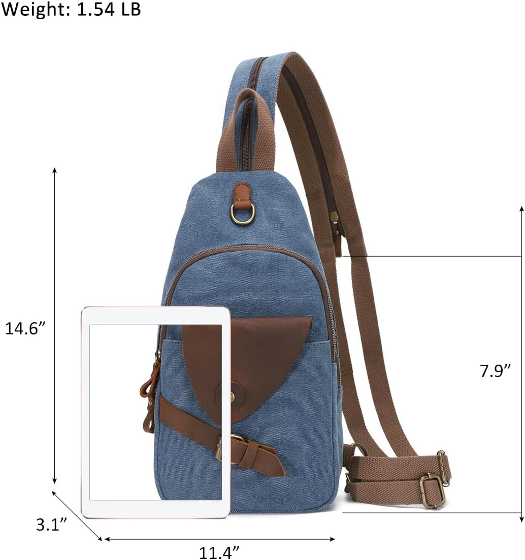 Canvas Sling Bag Crossbody Backpack Shoulder Casual Rucksack for Men Women