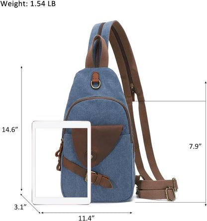 Canvas Sling Bag Crossbody Backpack Shoulder Casual Rucksack for Men Women