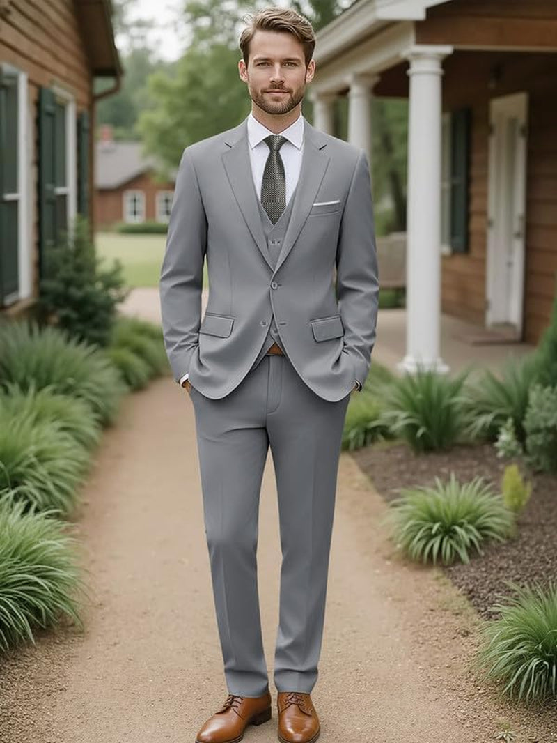 Men'S 3-Piece Slim Fit Suit Set-2-Button Blazer,Vest & Pants-Formal Wedding,Prom,Party & Business Tuxedo