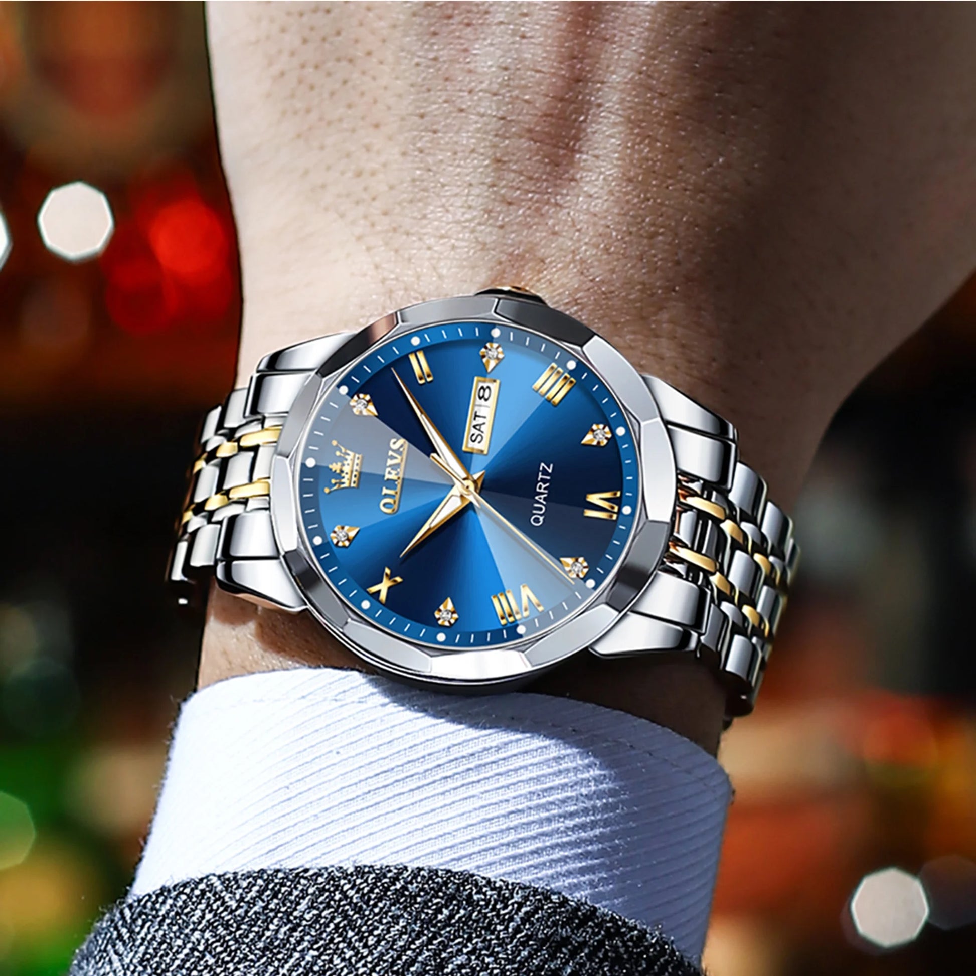 Watches for Men Business Dress Analog Quartz Two Tone Gold Plated Stainless Steel Classic Waterproof Luminous Date Casual Mens Wrist Watches Reloj Para Hombre