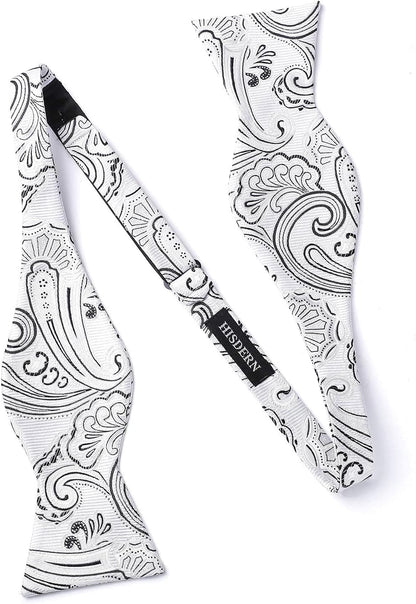Suspenders for Men Paisley Floral Self Tied Bow Tie and Suspender Pocket Square Sets Adjustable Wedding Braces