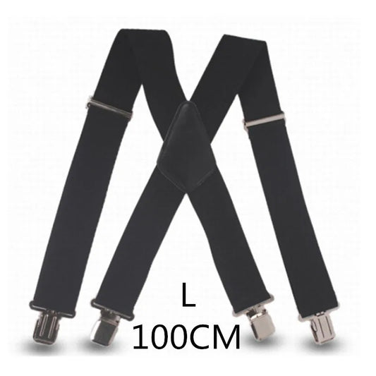 Plus Size 50Mm Wide Men Suspenders High Elastic Adjustable 4 Strong Clips Suspender Heavy Duty X Back Trousers Braces 5 Colors