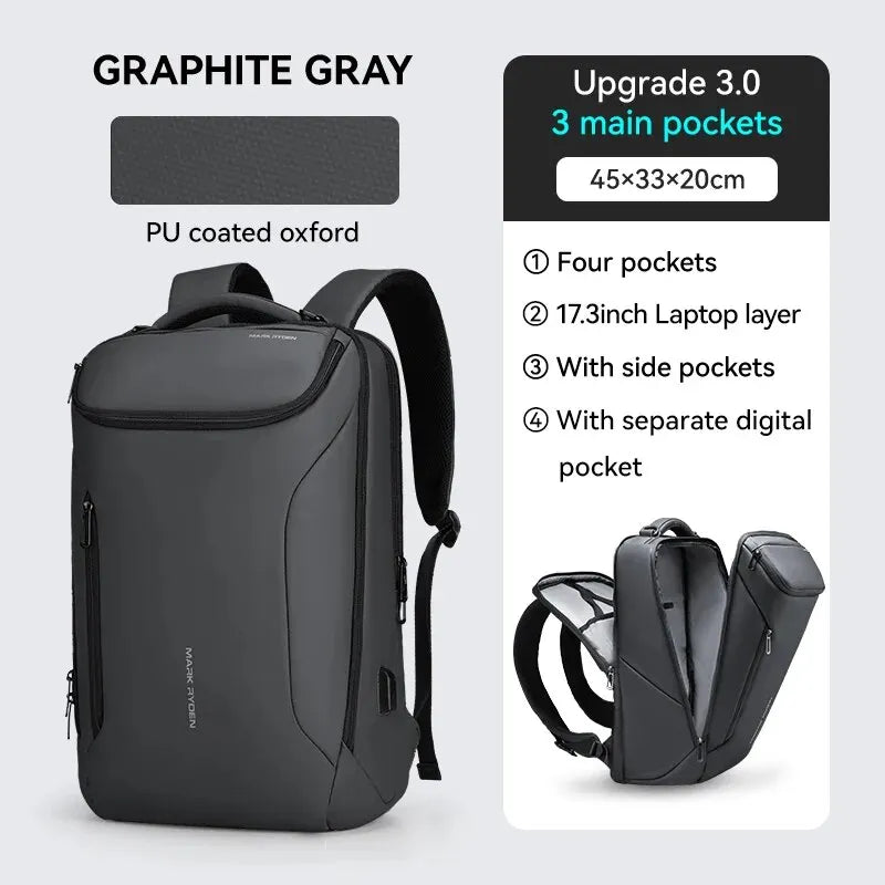 Business Backpack for Men Waterproof and Travel Laptop Backpack with USB Charging, Fits 17 Inch Laptop and Tech Gear