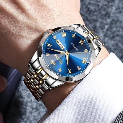 Watches for Men Business Dress Analog Quartz Two Tone Gold Plated Stainless Steel Classic Waterproof Luminous Date Casual Mens Wrist Watches Reloj Para Hombre