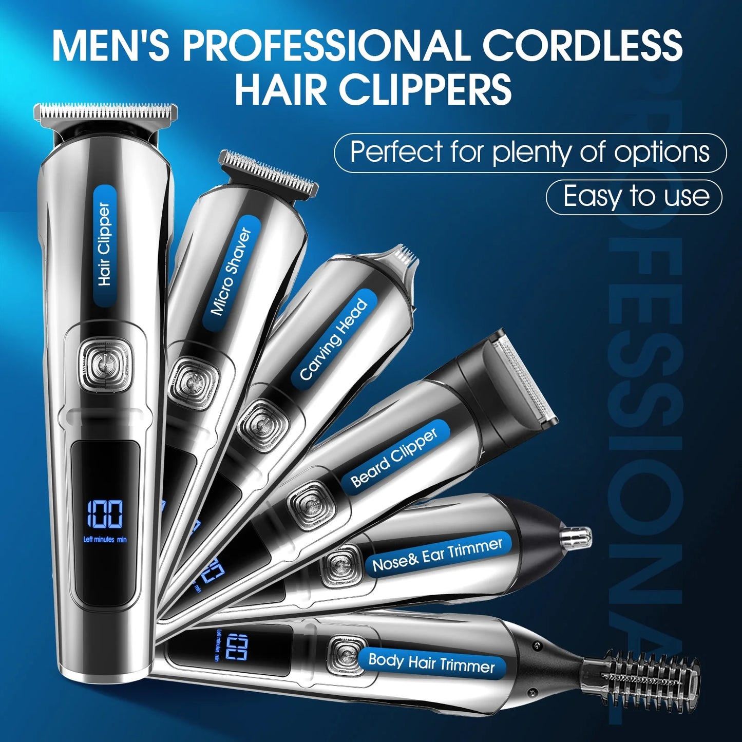 Hair Clippers for Men, Hair Trimmer, Men'S Grooming Kit, Beard Trimmer, 15 in 1 Professional Cordless Electric Hair Clipper Kit, USB Rechargeable Waterproof Hair Cutting Kit