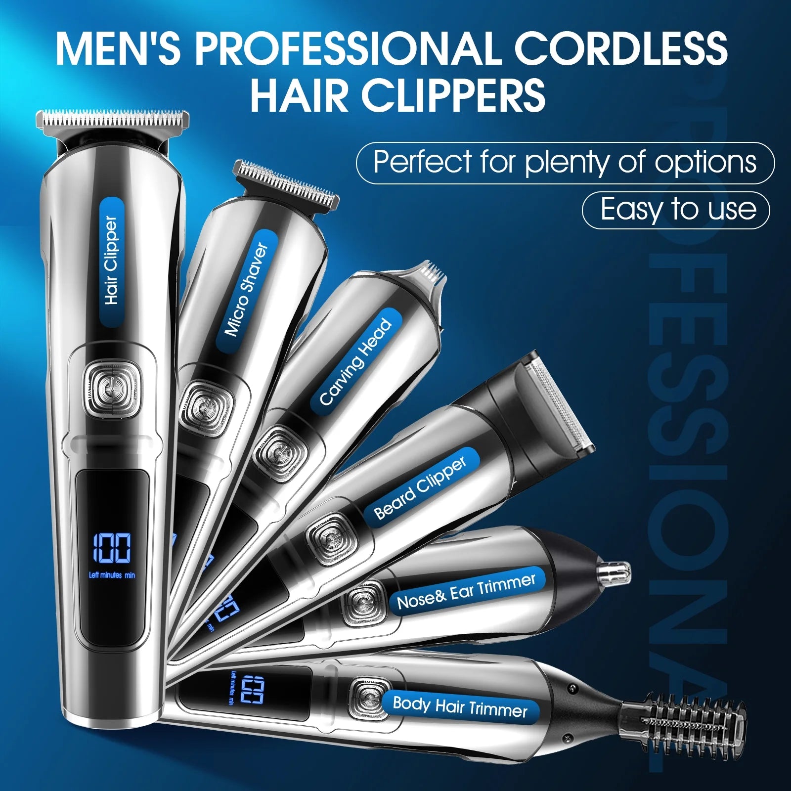 Hair Clippers for Men, Hair Trimmer, Men'S Grooming Kit, Beard Trimmer, 15 in 1 Professional Cordless Electric Hair Clipper Kit, USB Rechargeable Waterproof Hair Cutting Kit