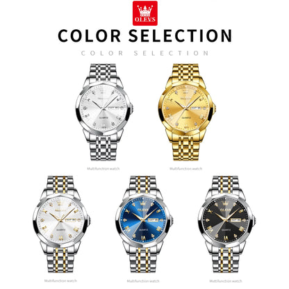 Watches for Men Business Dress Analog Quartz Two Tone Gold Plated Stainless Steel Classic Waterproof Luminous Date Casual Mens Wrist Watches Reloj Para Hombre
