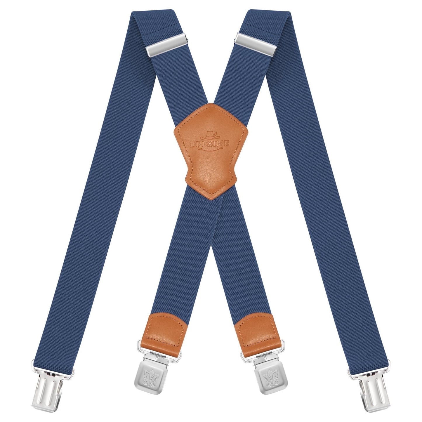 Men'S Suspenders, with Heavy Duty Clip Wide X-Back for Work Adjustable Suspenders （Blue）