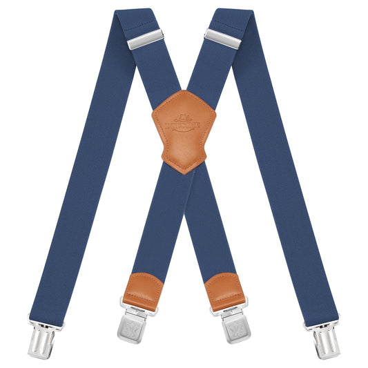 Men'S Suspenders, with Heavy Duty Clip Wide X-Back for Work Adjustable Suspenders （Blue）