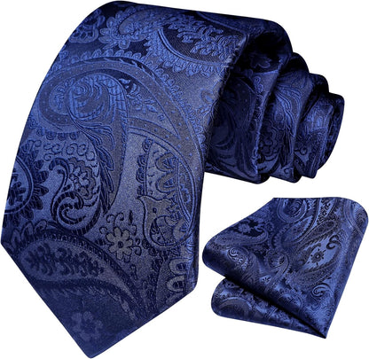 Paisley Ties for Men Solid Tie Handkerchief Floral Men'S Necktie & Pocket Square Set Wedding Classic Mens Ties