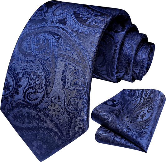 Paisley Ties for Men Solid Tie Handkerchief Floral Men'S Necktie & Pocket Square Set Wedding Classic Mens Ties