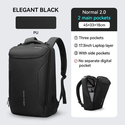 Business Backpack for Men Waterproof and Travel Laptop Backpack with USB Charging, Fits 17 Inch Laptop and Tech Gear