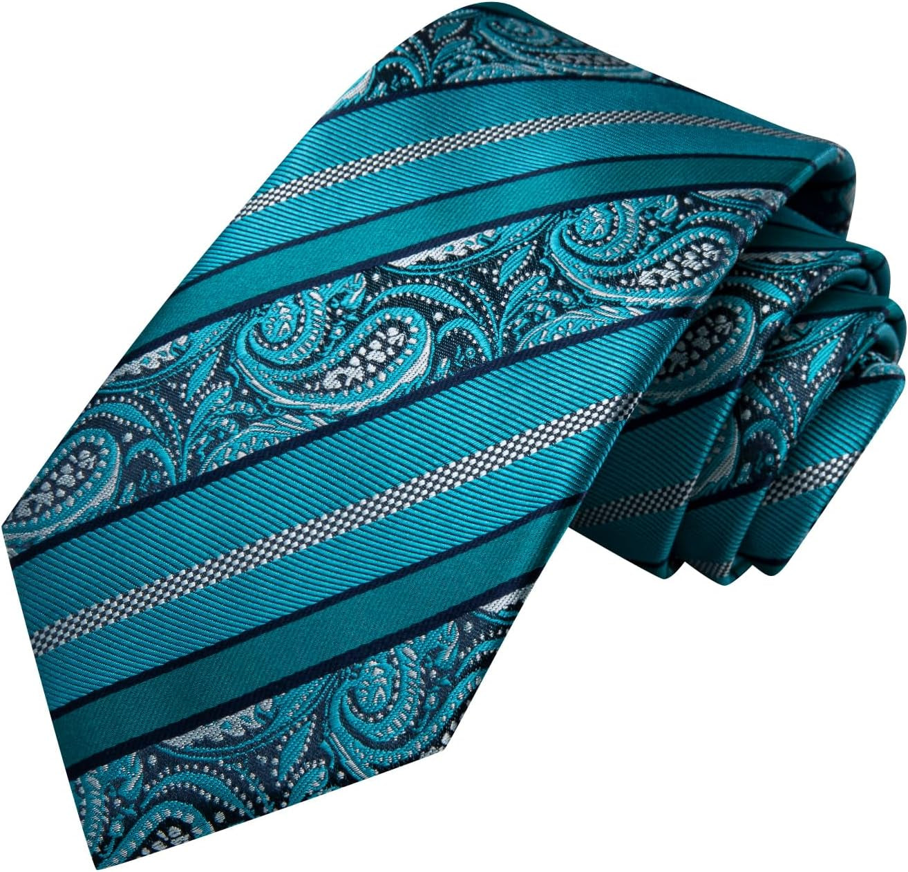 Men Ties Sets Silk Stripe Paisley Necktie Pocket Square Cufflinks for Business Wedding