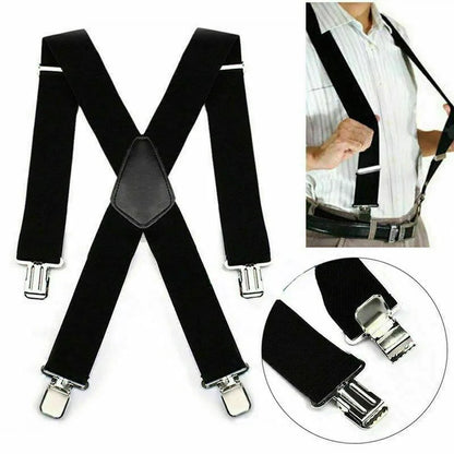 Plus Size 50Mm Wide Men Suspenders High Elastic Adjustable 4 Strong Clips Suspender Heavy Duty X Back Trousers Braces 5 Colors