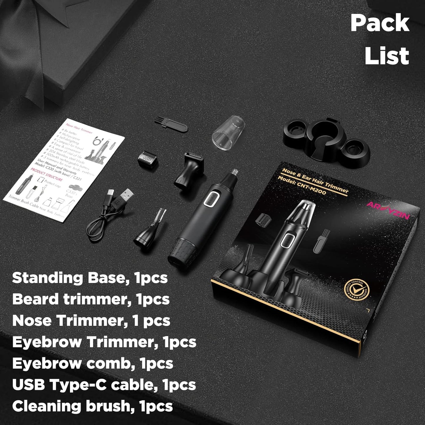Nose Hair Trimmer 3-In-1 Versatile Rechargeable Ear and Nose Trimmer for Men&Women Painless Electric Shaver Grooming Kit for Ear Beard Facial Pubic Hair Wet Dry Use