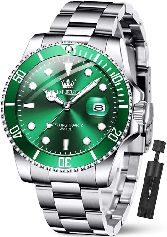 Luxury Watches for Men Big Face Stainless Steel Business Dress Analog Quartz Watch with Day Waterproof Luminous Mens Wrist Watch