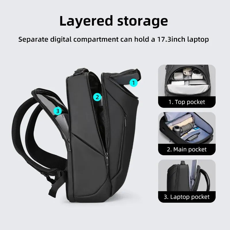 Business Backpack for Men Waterproof and Travel Laptop Backpack with USB Charging, Fits 17 Inch Laptop and Tech Gear