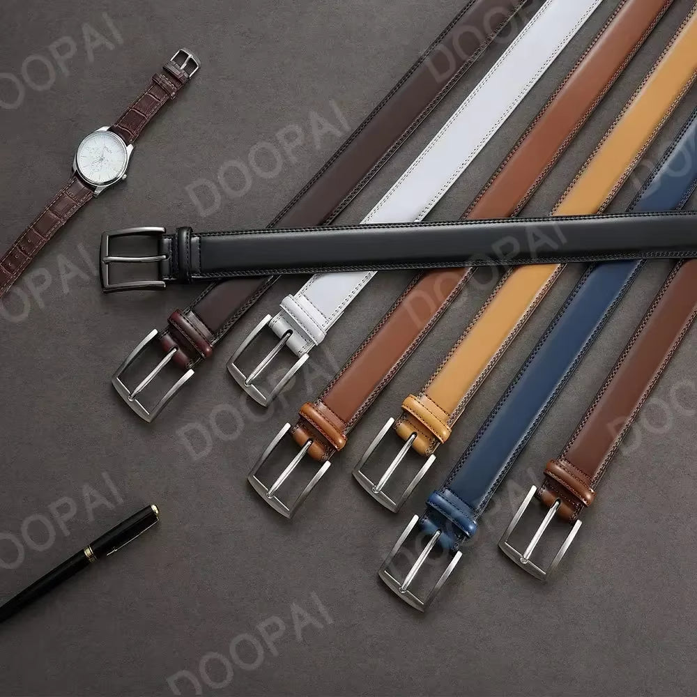 Men Belts High Quality Leather LONG Large Pin Buckle Metal Automatic Buckle Male Belts Strap Male
