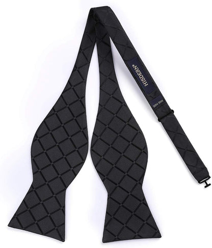 Bow Tie and Suspenders for Men Plaid Suspender Self Bowtie Pocket Square Adjustable Y Shape Mens Trouser Braces
