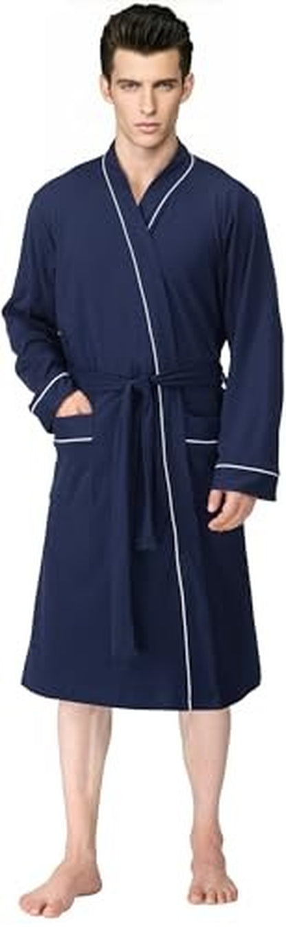 Ny Threads Men'S Robe Cotton Blend Knit Bathrobe, Large, Navy