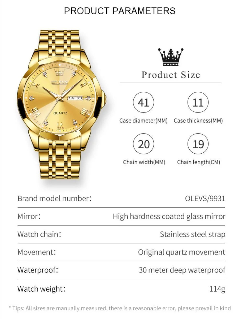 Watches for Men Business Dress Analog Quartz Two Tone Gold Plated Stainless Steel Classic Waterproof Luminous Date Casual Mens Wrist Watches Reloj Para Hombre