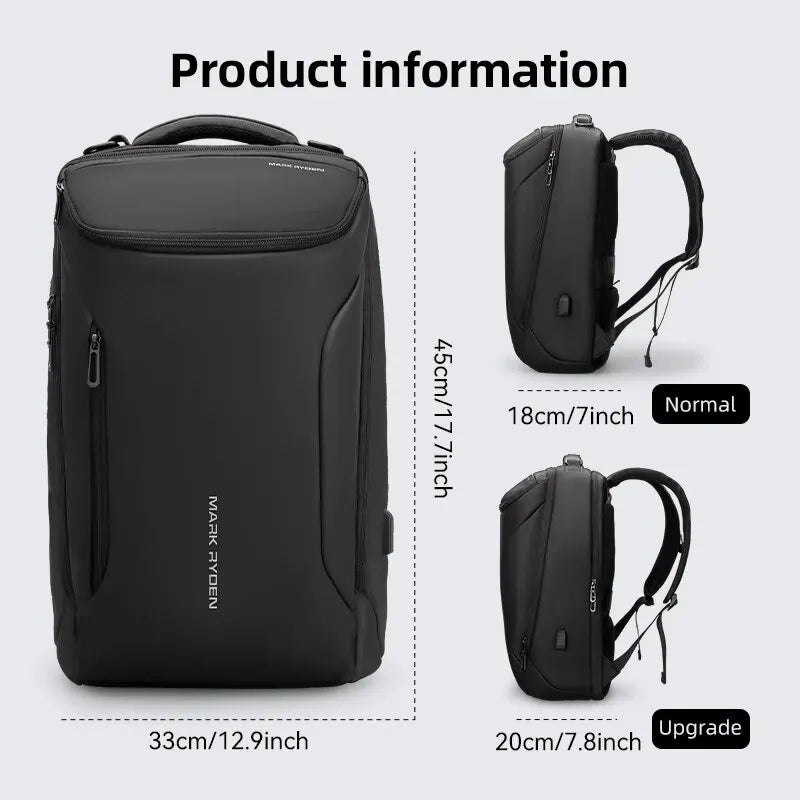 Business Backpack for Men Waterproof and Travel Laptop Backpack with USB Charging, Fits 17 Inch Laptop and Tech Gear