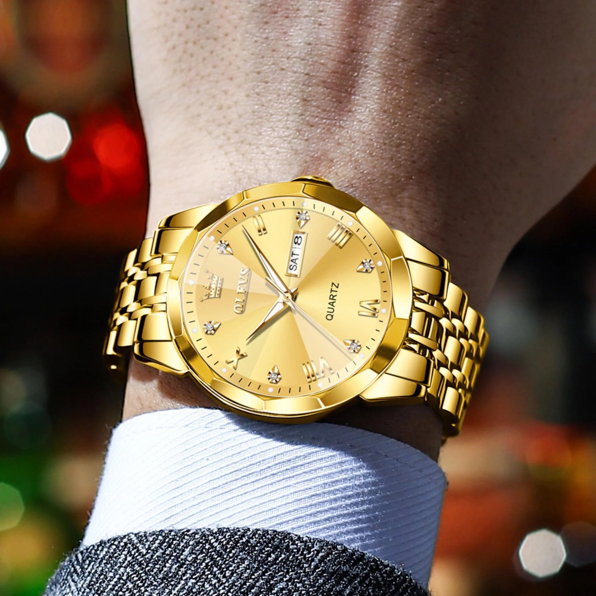 Watches for Men Business Dress Analog Quartz Two Tone Gold Plated Stainless Steel Classic Waterproof Luminous Date Casual Mens Wrist Watches Reloj Para Hombre