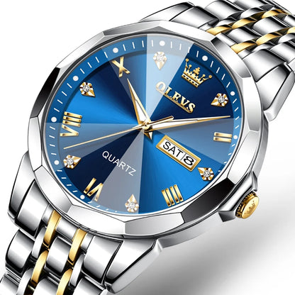 Watches for Men Business Dress Analog Quartz Two Tone Gold Plated Stainless Steel Classic Waterproof Luminous Date Casual Mens Wrist Watches Reloj Para Hombre