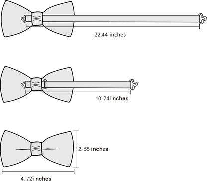 Paisley Striped Bow Tie for Men Silk Pre-Tied Bowtie Pocket Square Cufflinks Set Formal Wedding Party Prom