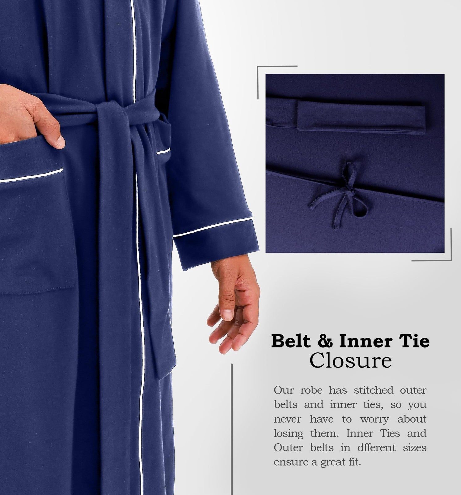 Ny Threads Men'S Robe Cotton Blend Knit Bathrobe, Large, Navy