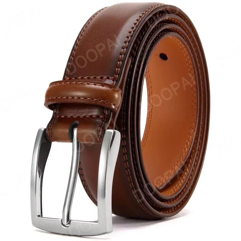 Men Belts High Quality Leather LONG Large Pin Buckle Metal Automatic Buckle Male Belts Strap Male