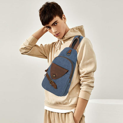 Canvas Sling Bag Crossbody Backpack Shoulder Casual Rucksack for Men Women