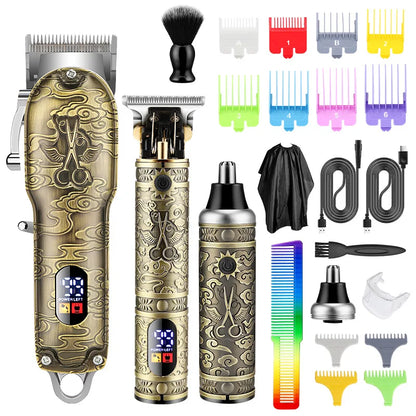 Professional Hair Clippers Set Barber Cutting Machine Electric Hair Trimmers for Men Grooming Kit Cordless Nose Cutter Clipper