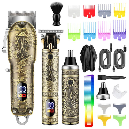 Professional Hair Clippers Set Barber Cutting Machine Electric Hair Trimmers for Men Grooming Kit Cordless Nose Cutter Clipper