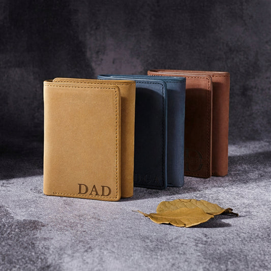 Trifold Mens Wallet, Anniversary Gift for Him, Custom Leather Wallet