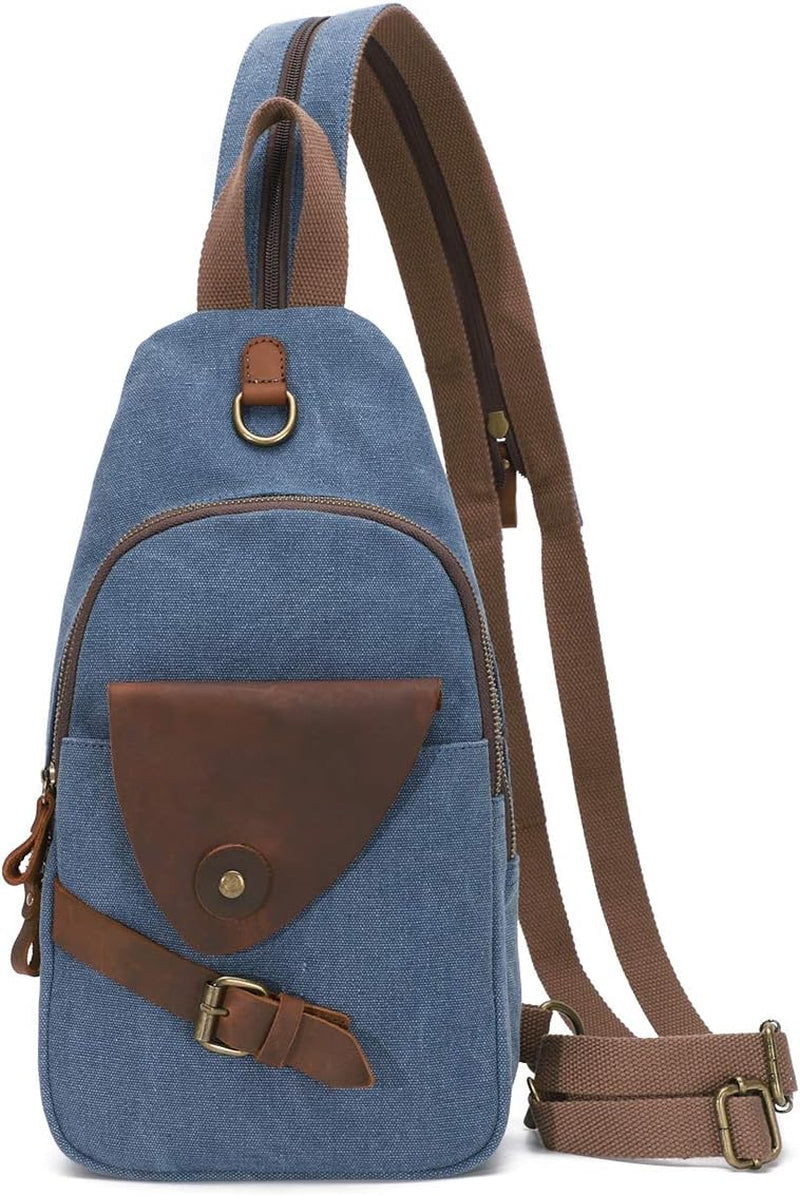 Canvas Sling Bag Crossbody Backpack Shoulder Casual Rucksack for Men Women