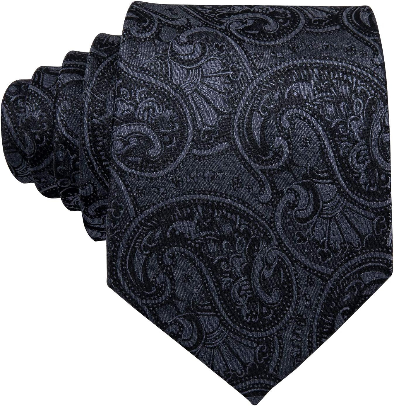 Paisley Tie Fashion Set Hanky Cufflinks Neckties for Men Woven Silk