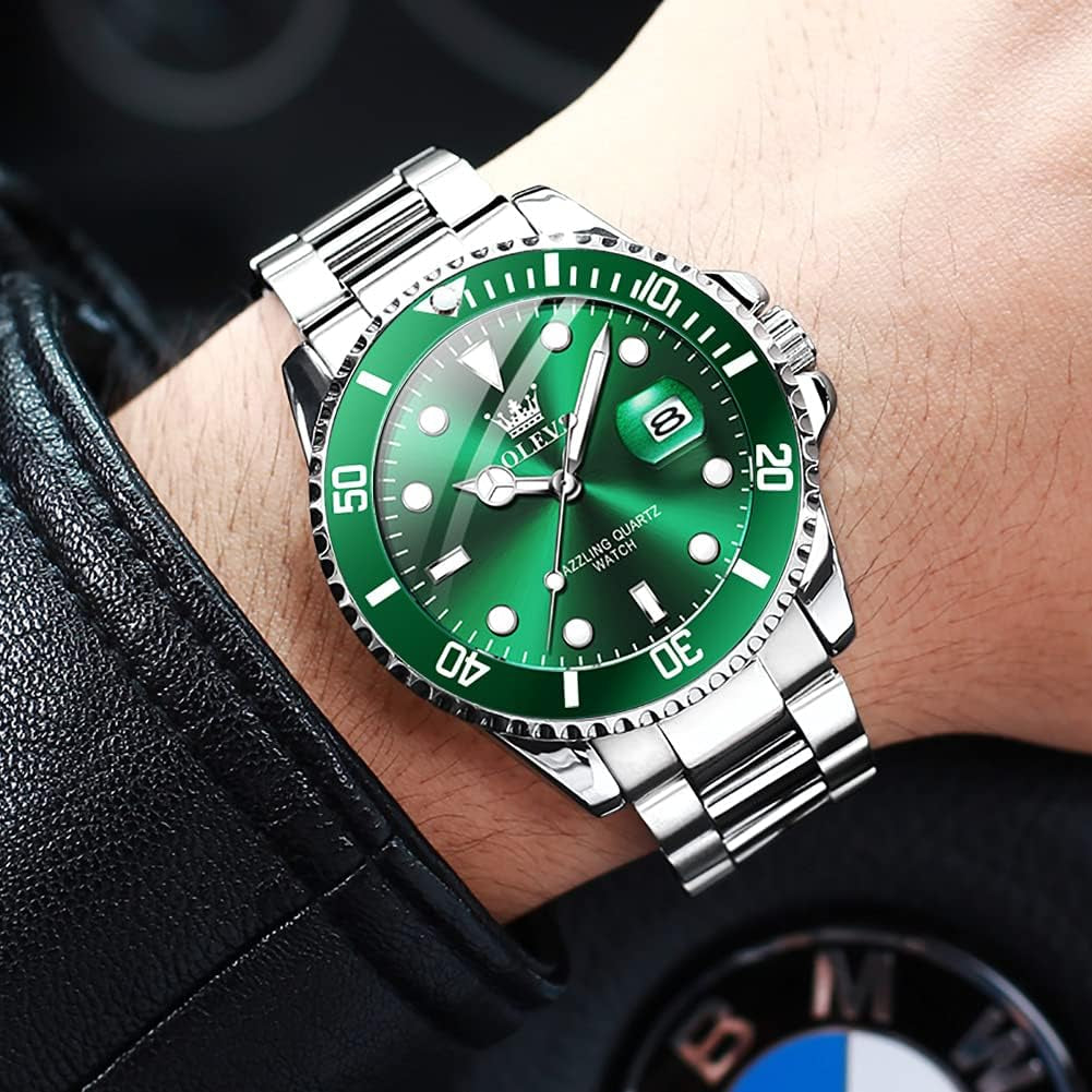 Luxury Watches for Men Big Face Stainless Steel Business Dress Analog Quartz Watch with Day Waterproof Luminous Mens Wrist Watch