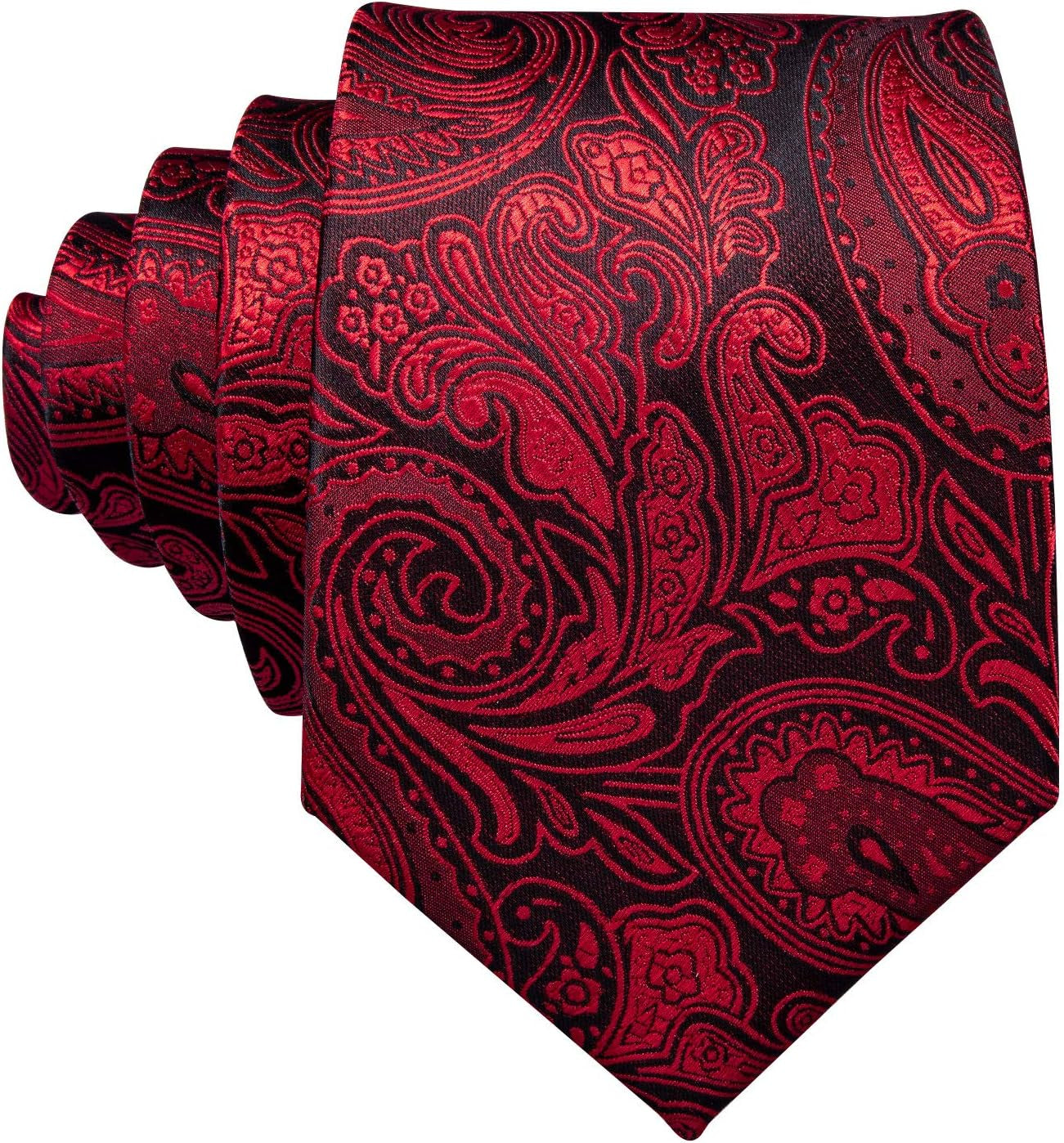 Men Ties Paisley Woven Silk Necktie Set with Pocket Suqare Cufflinks Formal