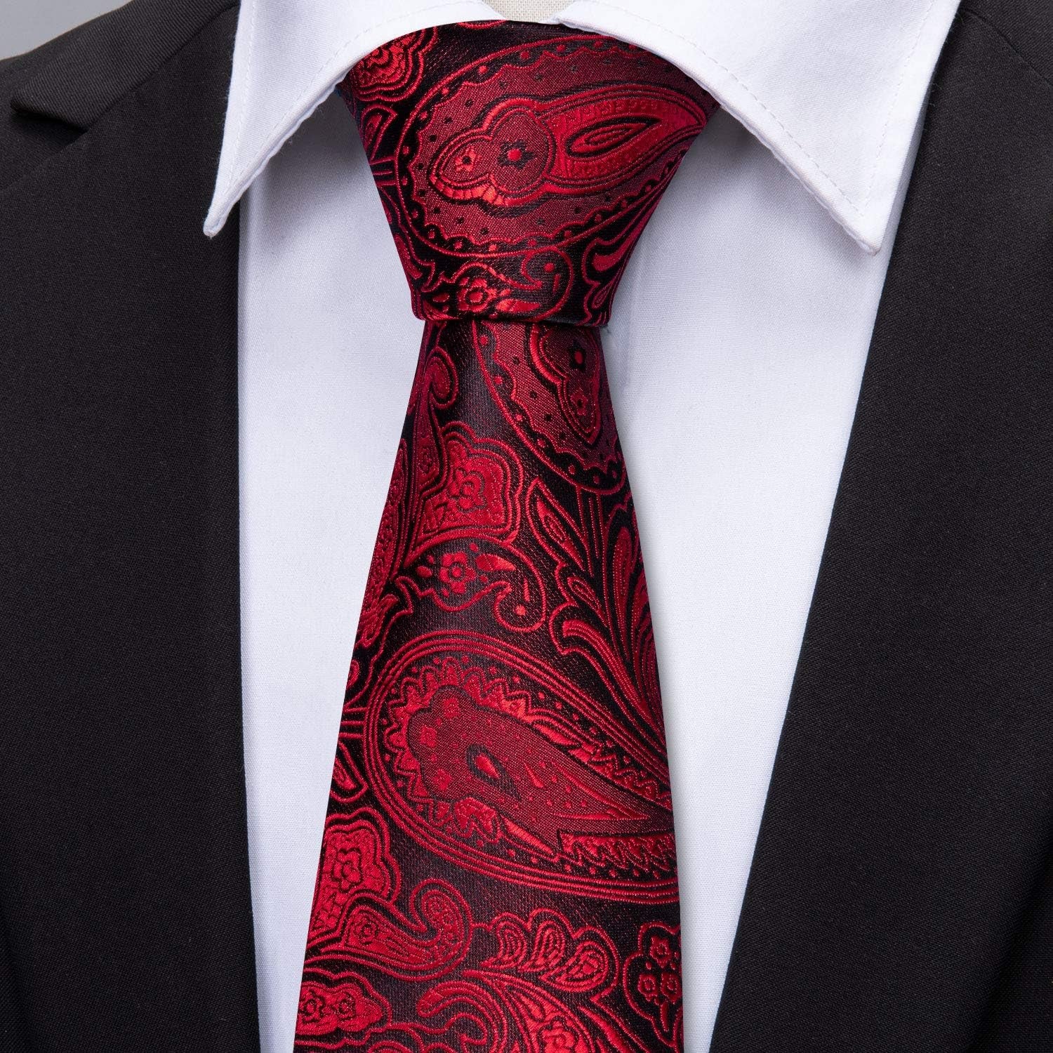Men Ties Paisley Woven Silk Necktie Set with Pocket Suqare Cufflinks Formal