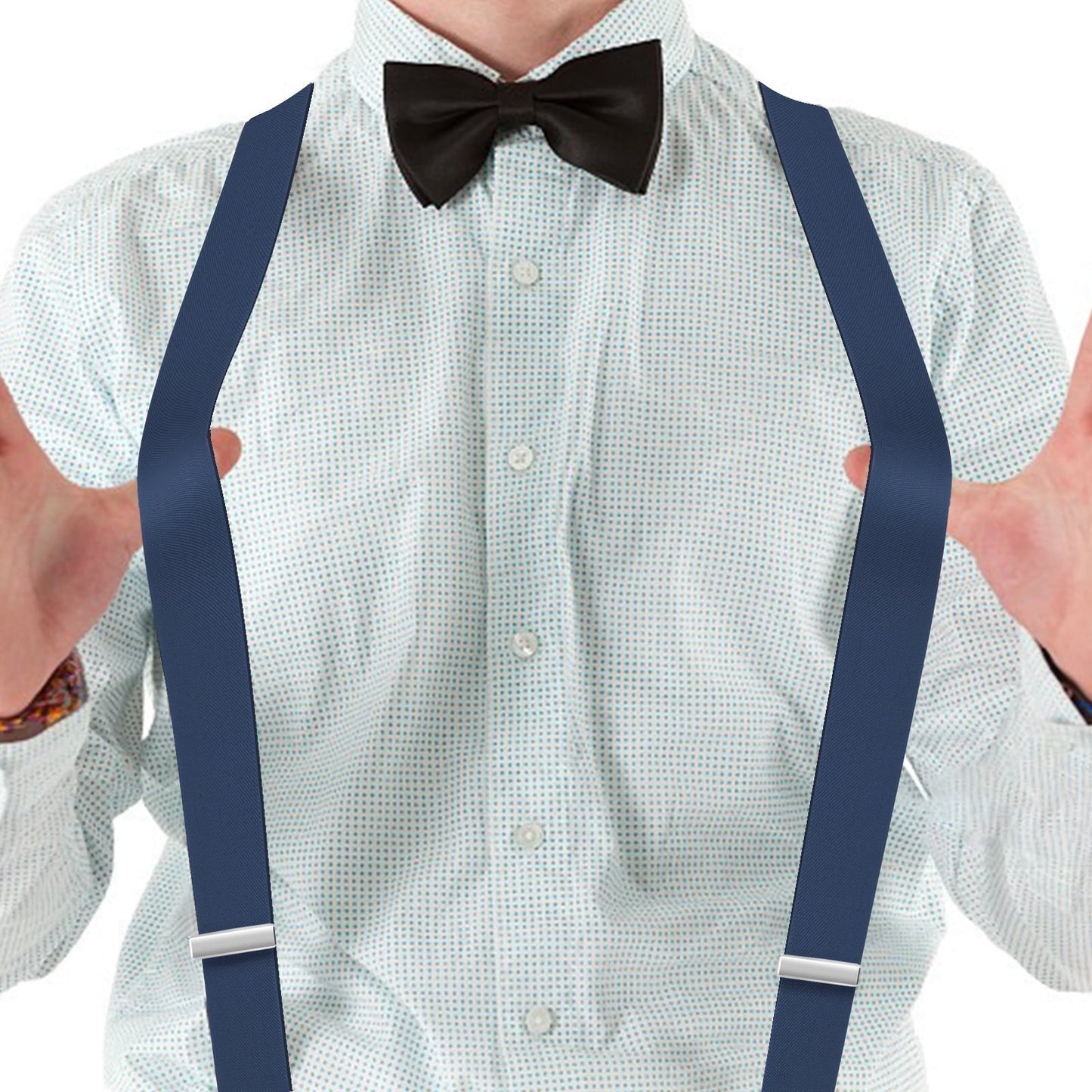 Men'S Suspenders, with Heavy Duty Clip Wide X-Back for Work Adjustable Suspenders （Blue）