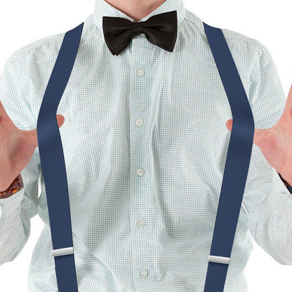 Men'S Suspenders, with Heavy Duty Clip Wide X-Back for Work Adjustable Suspenders （Blue）