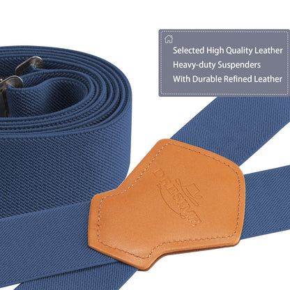 Men'S Suspenders, with Heavy Duty Clip Wide X-Back for Work Adjustable Suspenders （Blue）