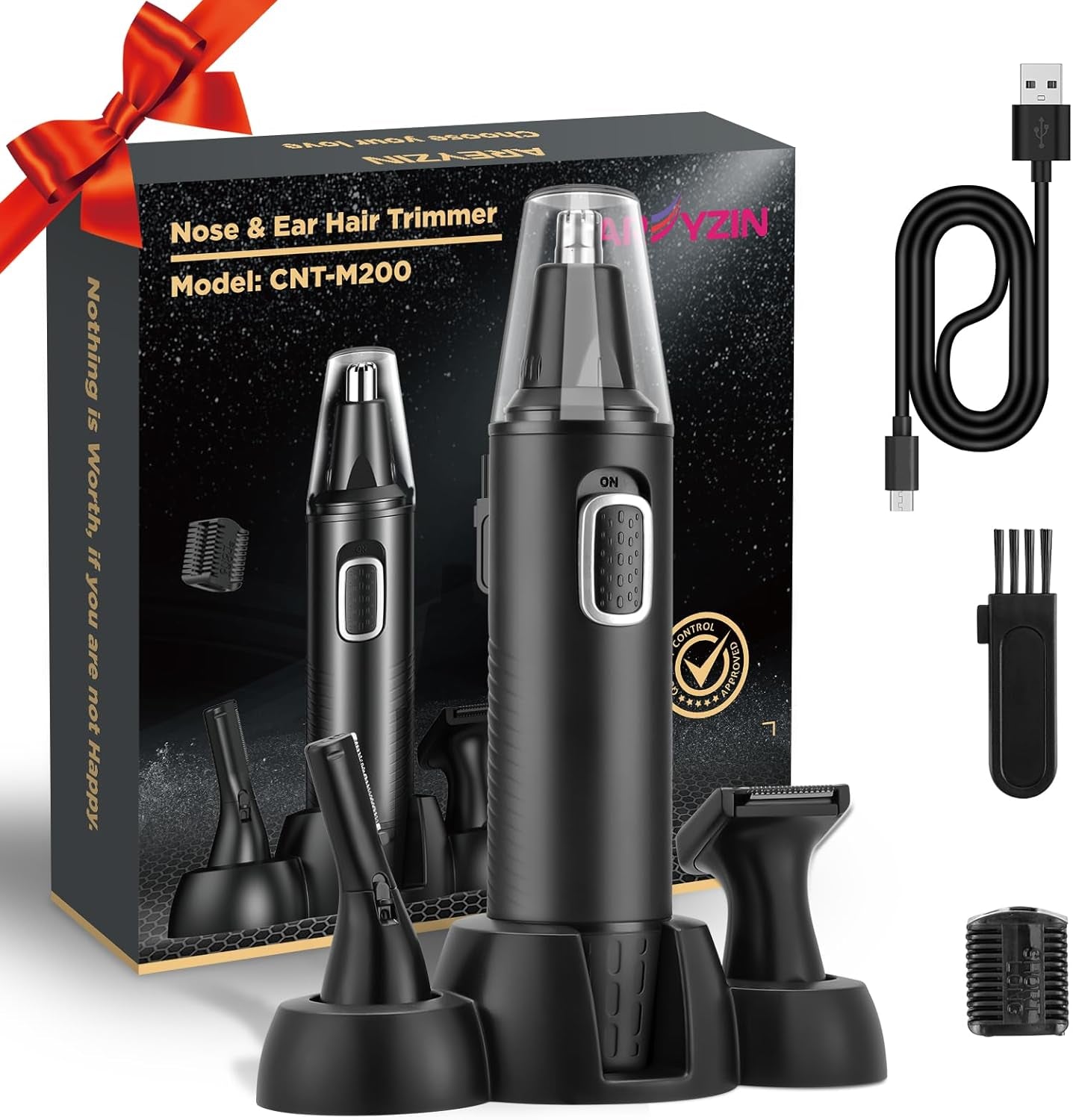 Nose Hair Trimmer 3-In-1 Versatile Rechargeable Ear and Nose Trimmer for Men&Women Painless Electric Shaver Grooming Kit for Ear Beard Facial Pubic Hair Wet Dry Use
