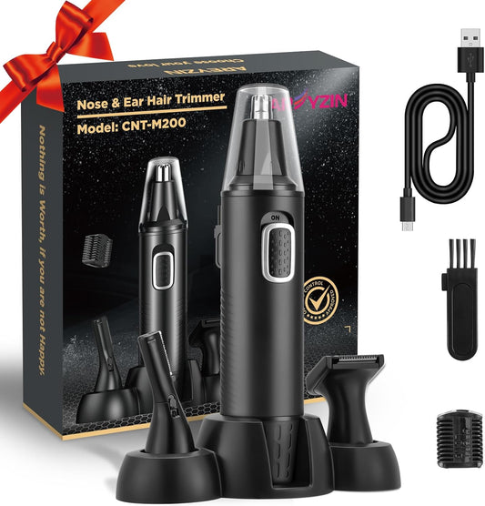 Nose Hair Trimmer 3-In-1 Versatile Rechargeable Ear and Nose Trimmer for Men&Women Painless Electric Shaver Grooming Kit for Ear Beard Facial Pubic Hair Wet Dry Use