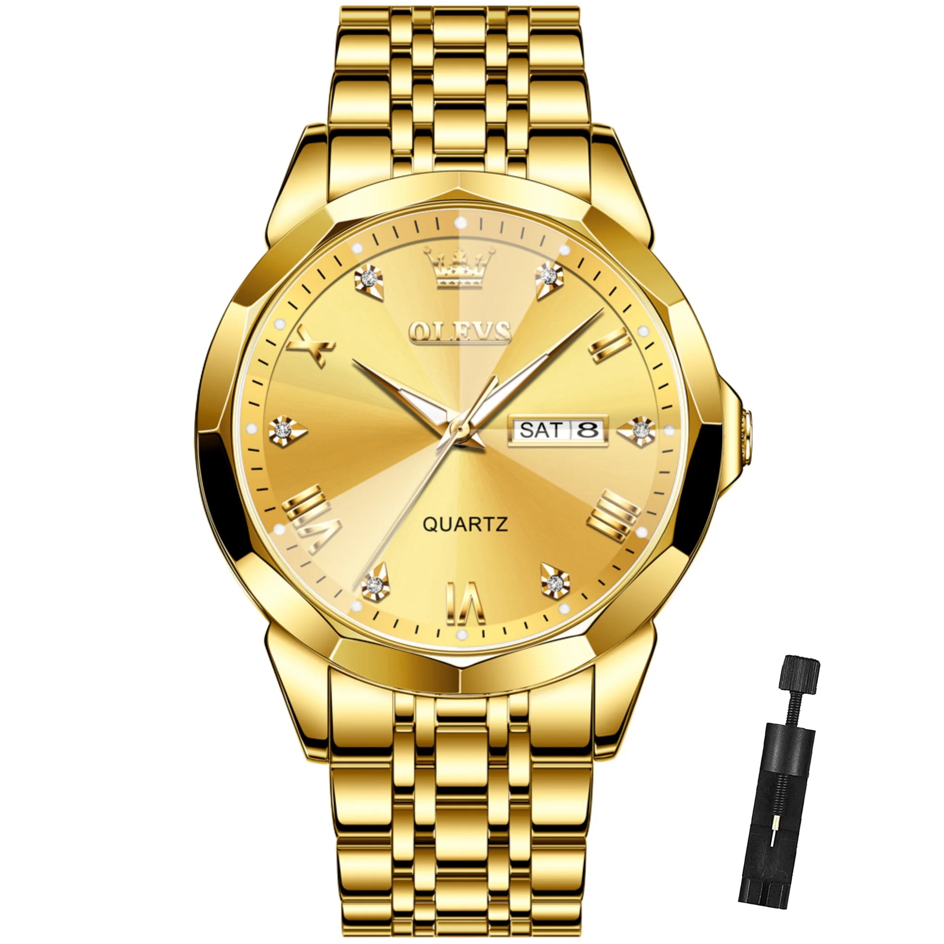 Watches for Men Business Dress Analog Quartz Two Tone Gold Plated Stainless Steel Classic Waterproof Luminous Date Casual Mens Wrist Watches Reloj Para Hombre